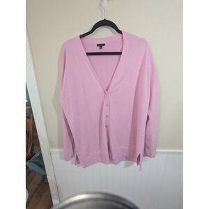 Talbots Womens XL Pink V-Neck Button‎ Front Cardigan Sweater Long Sleeve Knit